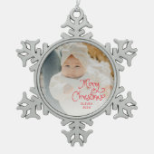 Merry Christmas Baby Photo Tin Sneeuwvlok Ornament (Voorkant)