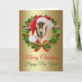 Merry Christmas Baby Toggenburg Goat Kid Painting Feestdagen Kaart (Voorkant)