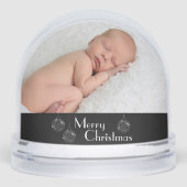 Merry Christmas Baby with ornaments Double Photo Sneeuwbol (Voorkant)