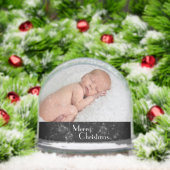 Merry Christmas Baby with ornaments Double Photo Sneeuwbol (Kerstmis)