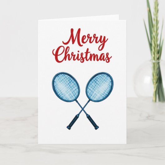 Merry Christmas Badminton Card Kaart (Voorkant)