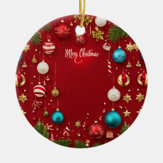 Merry Christmas Ball Keramische Ornament (Voorkant)