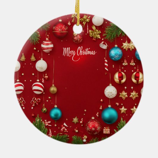 Merry Christmas Ball Keramische Ornament (Achterkant)