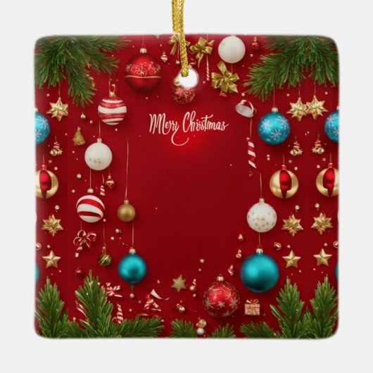 Merry Christmas Ball Keramische Ornament (Voorkant)