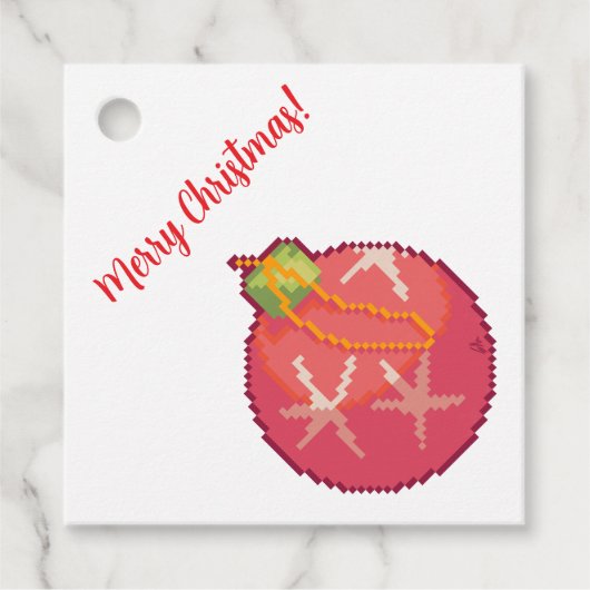 Merry Christmas Ball, Pixelart, Pixel Art  Bedankjes Labels (Voorkant)
