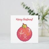 Merry Christmas Ball, Pixelart, Pixel Art  Kaart (Staand voorkant)