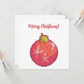Merry Christmas Ball, Pixelart, Pixel Art  Kaart (Voorkant / Achterkant in situ)