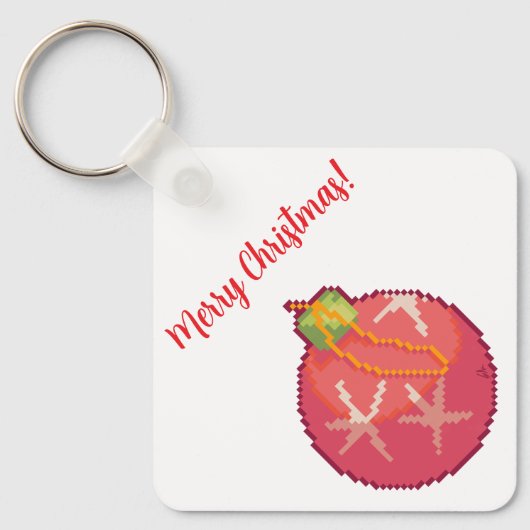 Merry Christmas Ball, Pixelart, Pixel Art  Sleutelhanger (Voorkant)