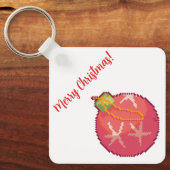 Merry Christmas Ball, Pixelart, Pixel Art  Sleutelhanger (Voorkant)