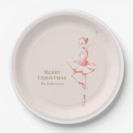 Merry Christmas Ballerina Paper Plate Papieren Bordje