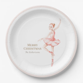 Merry Christmas Ballerina Paper Plate Papieren Bordje