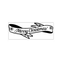 Merry Christmas Banner Rubber Stamp