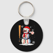 Merry Christmas Baseball Snowman Holiday Srts Xmas Sleutelhanger (Voorkant)