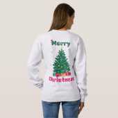 Merry Christmas Basic Sweatshirt in Askleur (Achterkant volledig)