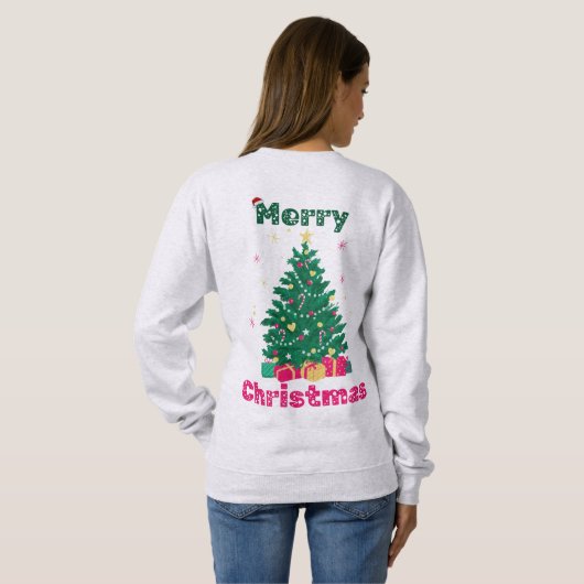Merry Christmas Basic Sweatshirt in Askleur (Achterkant volledig)