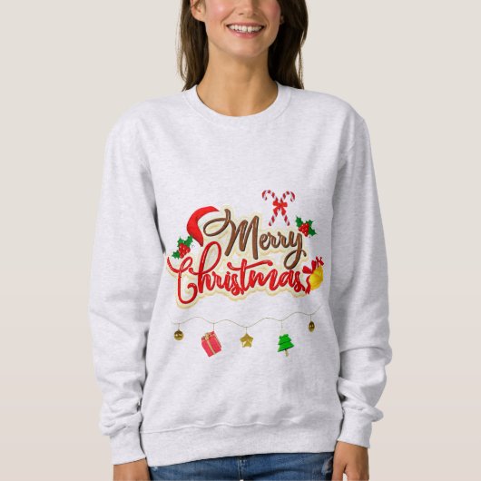 Merry Christmas Basic Sweatshirt in Askleur (Voorkant)