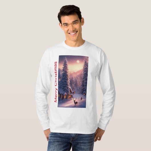 Merry Christmas Basic T-shirt met lange mouwen (Voorkant volledig)