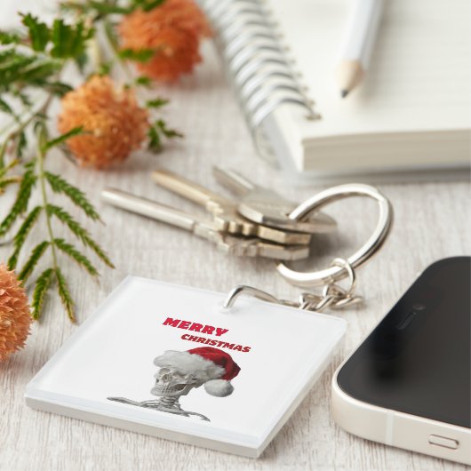 Merry Christmas Basic T-shirt met lange mouwen Sleutelhanger (Voorkant Rechts)