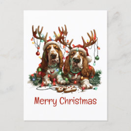 Merry Christmas Basset Hound Dogs Briefkaart