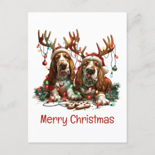 Merry Christmas Basset Hound Dogs Briefkaart