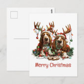 Merry Christmas Basset Hound Dogs Briefkaart (Voorkant / Achterkant)