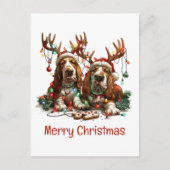Merry Christmas Basset Hound Dogs Briefkaart (Voorkant)