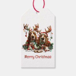 Merry Christmas Basset Hound Dogs Cadeaulabel