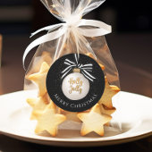 Merry Christmas Bauble Zwart Ronde Sticker