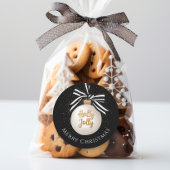 Merry Christmas Bauble Zwart Ronde Sticker