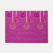 Merry Christmas Baubles Hot Roze Ornament Deurmat (Voorkant)