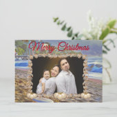 Merry Christmas Beach Familie 786 Feestdagenkaart (Staand voorkant)