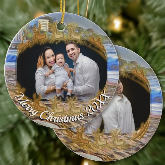 Merry Christmas Beach Familie 786 Keramisch Ornament