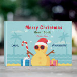 Merry Christmas Beach Santa Fun Personaliseer Gastenboek<br><div class="desc">Merry Christmas Beach Santa Fun Personalize Guest Book is een leuk gastenboek met een warm zandstrand met leuke Sinterklaas. Personaliseer voor- en achterkant of gastenboek met uw informatie.</div>