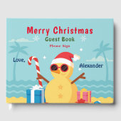 Merry Christmas Beach Santa Fun Personaliseer Gastenboek (Voorkant)