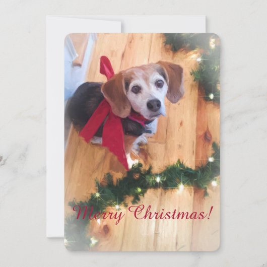 Merry Christmas Beagle Flat Kaart (Voorkant)