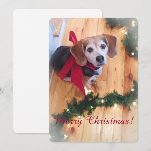 Merry Christmas Beagle Flat Kaart (Voorkant / Achterkant)