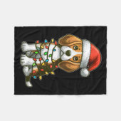 Merry Christmas Beagle Santa Christmas Lights Dog  Fleece Deken (Voorkant (Horizontaal))