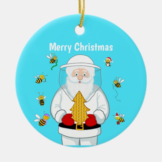 Merry Christmas Beekeeper Apiary Santa with Bees Keramisch Ornament (Voorkant)