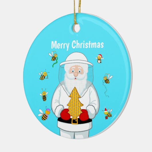 Merry Christmas Beekeeper Apiary Santa with Bees Keramisch Ornament (Links)