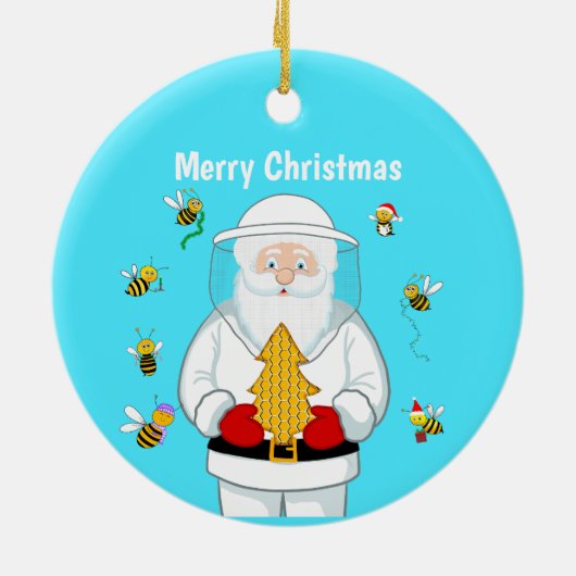Merry Christmas Beekeeper Apiary Santa with Bees Keramisch Ornament (Achterkant)