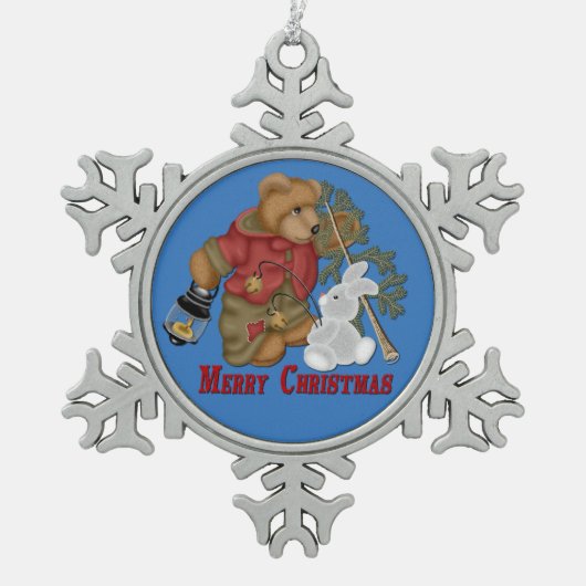 Merry Christmas Beer & Bunny Snowflake Ornament (Voorkant)