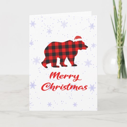 Merry Christmas Beer Red Plaid Buffalo Feestdagen Kaart (Voorkant)