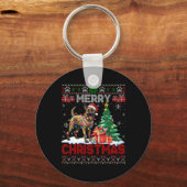 Merry Christmas Belgian Malinois Hondenliefhebber  Sleutelhanger (Voorkant)