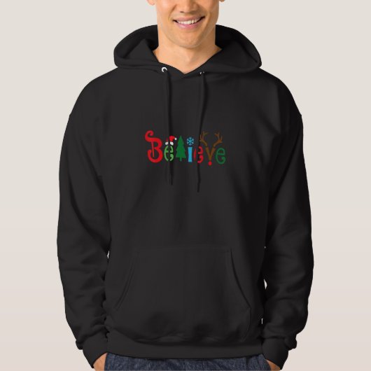 Merry Christmas Believe in Santa Claus Matching Fa Hoodie (Voorkant)