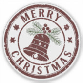 Merry Christmas Bell Stamp Design Sticker (Voorkant)
