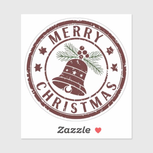 Merry Christmas Bell Stamp Design Sticker (Vel)
