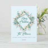 Merry Christmas Belly ingelijst Monogram grijs bla Kaart (Staand voorkant)