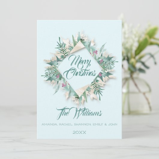 Merry Christmas Belly ingelijst Monogram grijs bla Kaart (Staand voorkant)