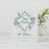 Merry Christmas Belly ingelijst Monogram grijs Bla Kaart (Staand voorkant)