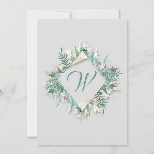 Merry Christmas Belly ingelijst Monogram grijs Bla Kaart (Achterkant)